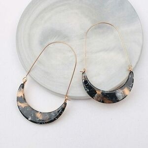 NEW! Lucite Crescent Earrings Tortoise Black Color